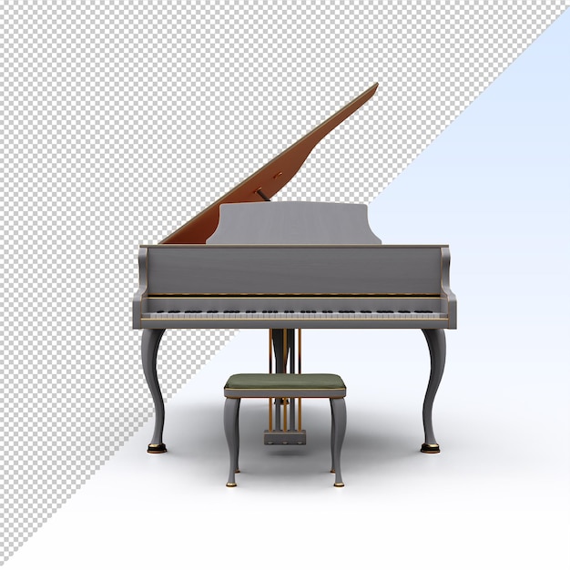 graues klavier und stuhl isoliert