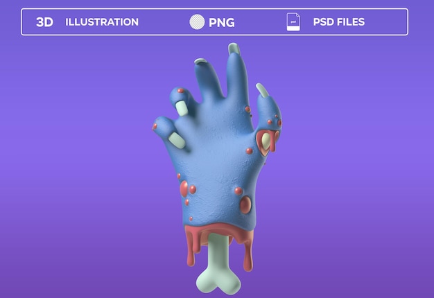 Grave Hand blaue Zombie 3D-Symbol Illustration