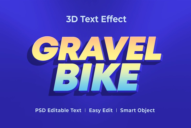 PSD gravel bike 3d text style effect mockup template premium