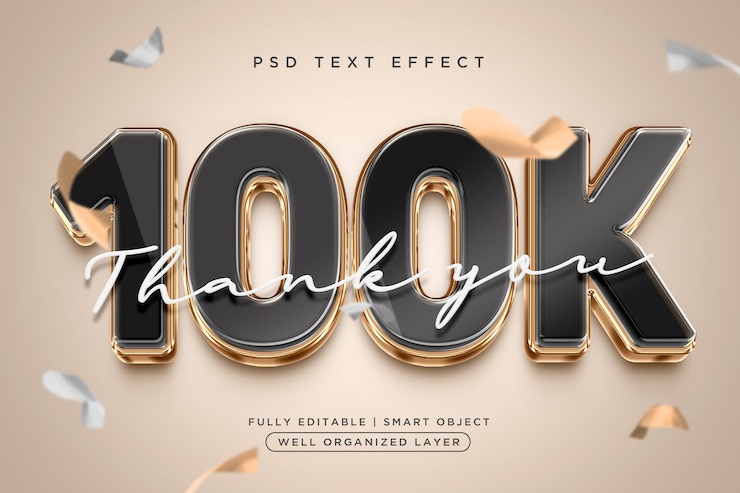 PSD grazie 100k effetto testo in stile 3d