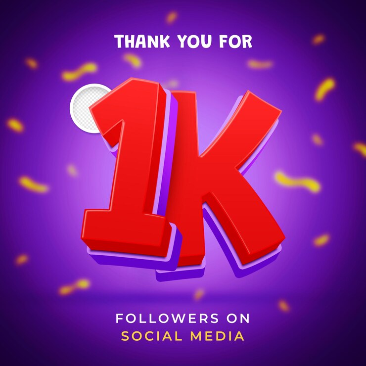 PSD grazie 1k seguaci in elementi 3d