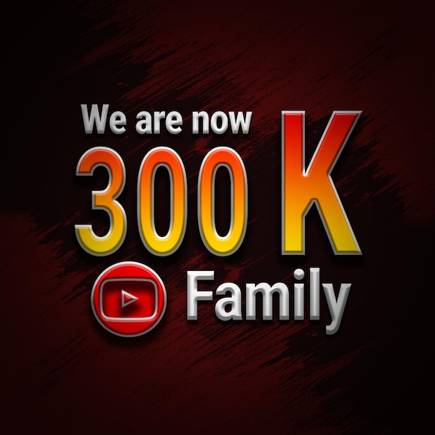 Grazie 300.000 follower effetto stile testo e banner YouTube
