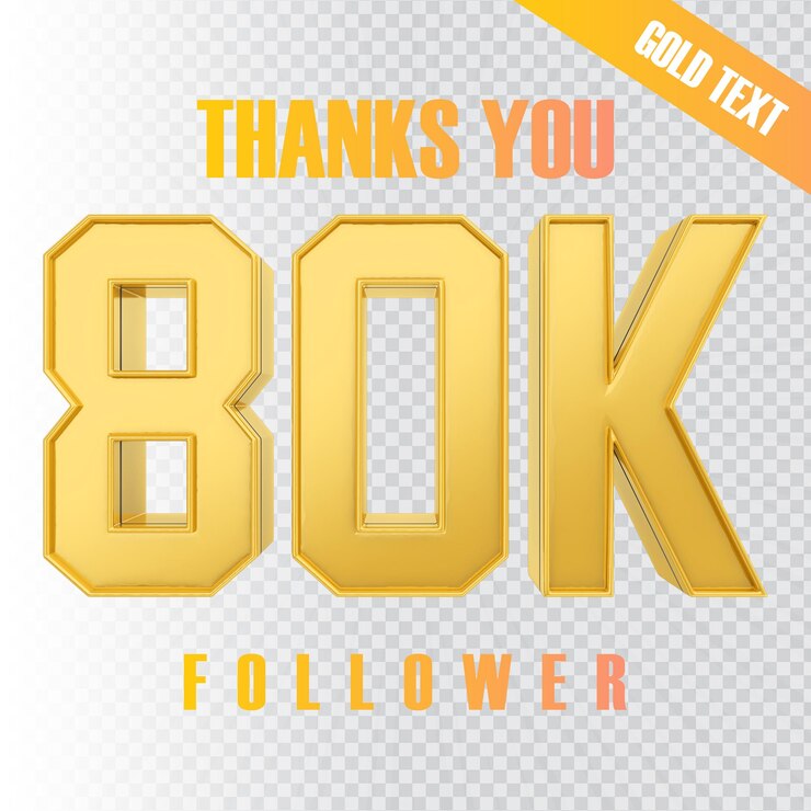PSD grazie 80k follower rendering del testo 3d