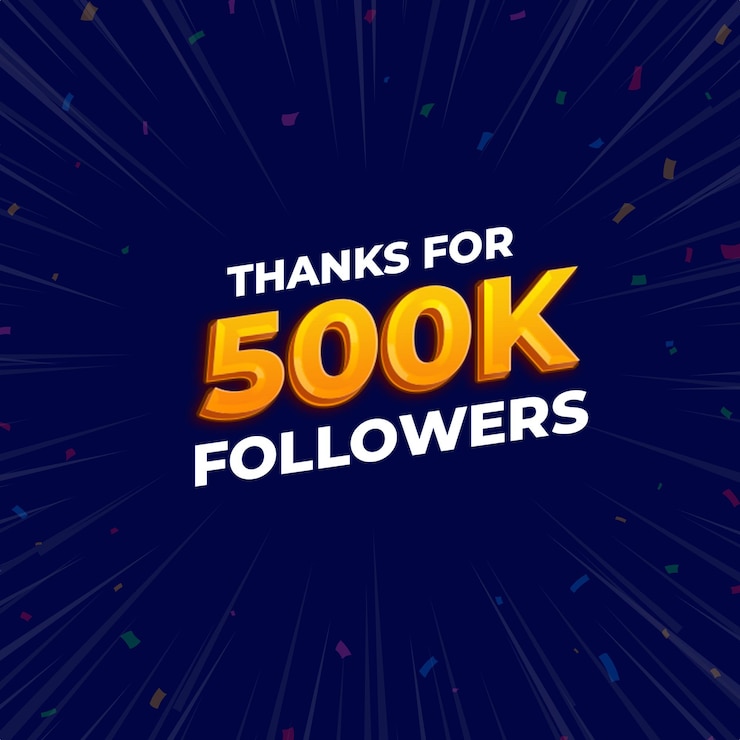 PSD grazie per i 500.000 follower per il design dei banner sui social media