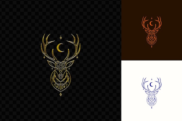 PSD graziöses deer-stamm-abzeichen-logo mit deer-gehorn und stammes-psd-vektor-design kreativkunstkonzept