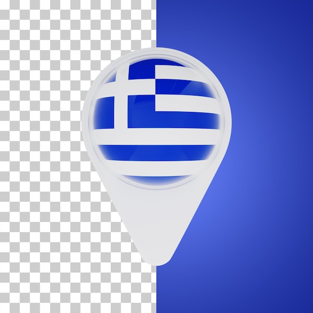 PSD grecia bandera pin mapa ubicación ilustración 3d