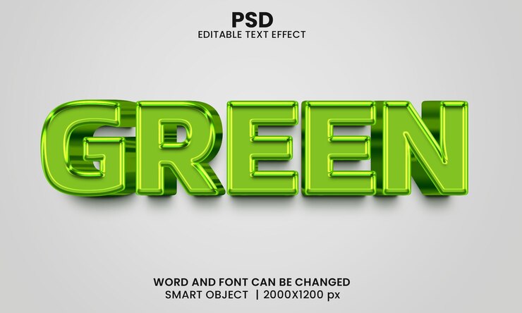 PSD green 3d editable text effect premium psd with background