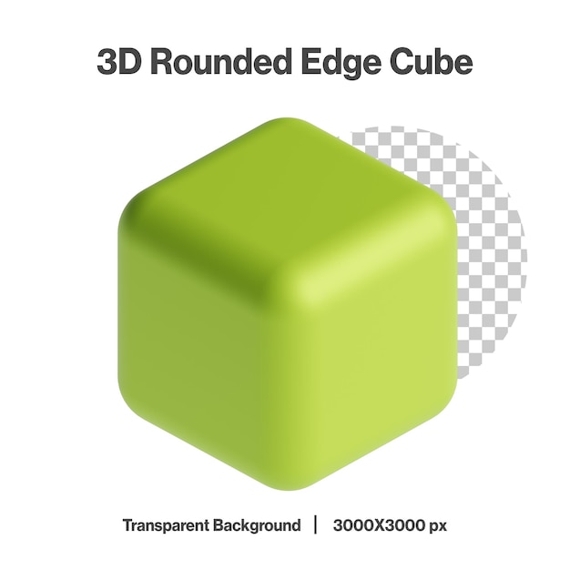 Green 3D Rounded Edge Cube