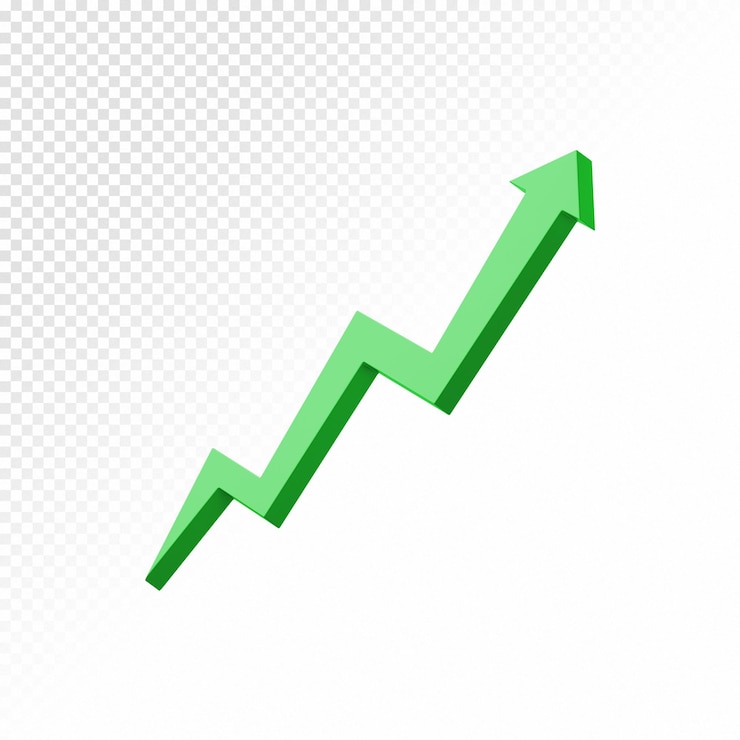 PSD green arrow indicating growth and success