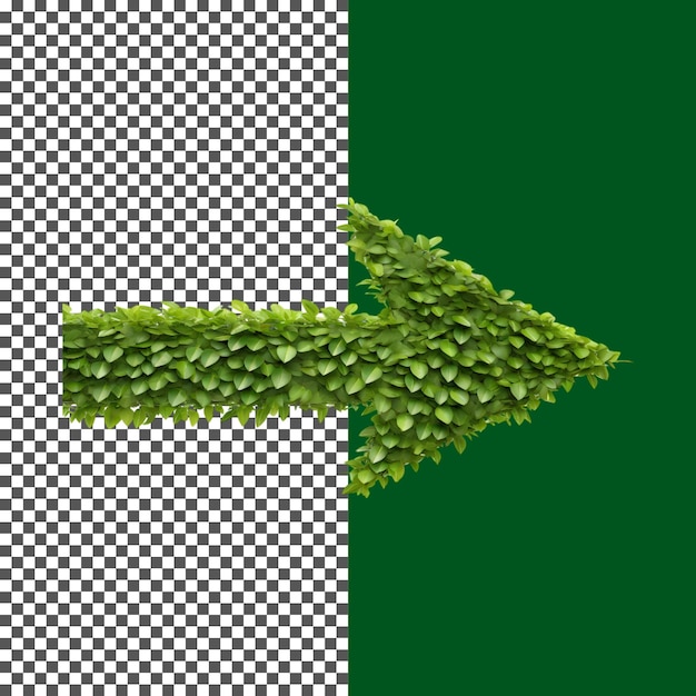 Green Arrow Made of Leaves EcoFriendly Direction Sign on transparent background png psd