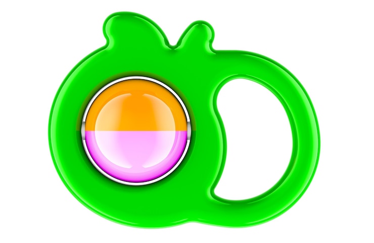 PSD green baby rattle baby rattle in forma di mela rendering 3d isolato su sfondo trasparente