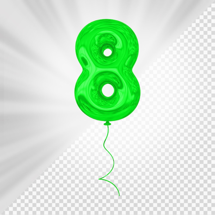 PSD green balloon number 8