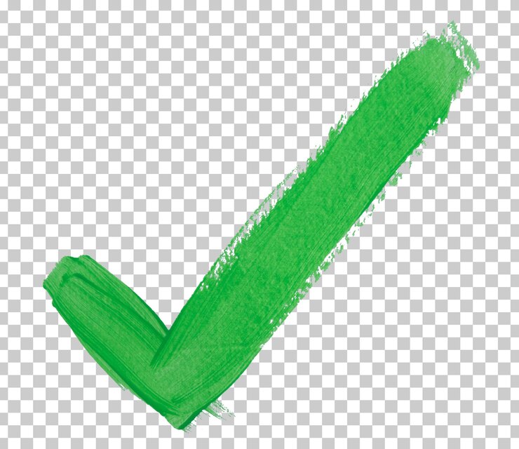 PSD green brush stroke check mark isolated on white background