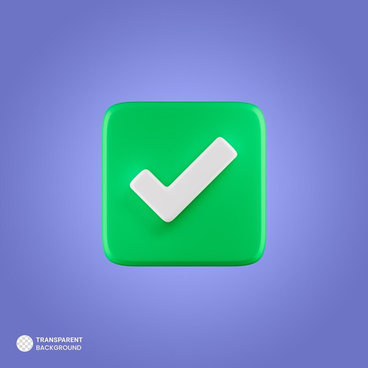 PSD green check icon 3d element illustration