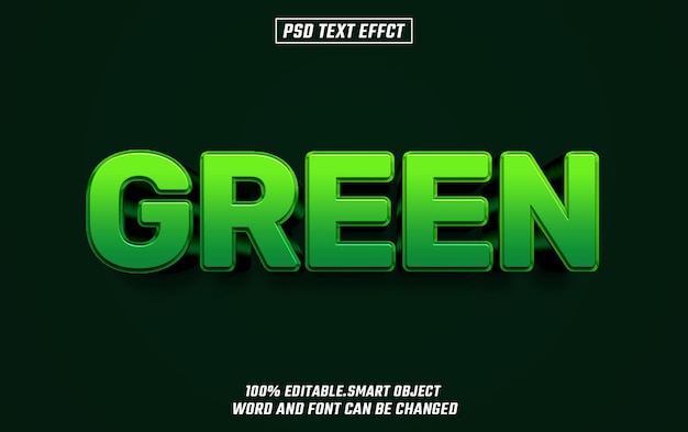 green editable text font effect 3d text for title