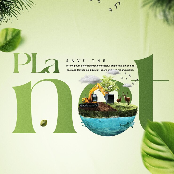 PSD green energy illustration for world environment day