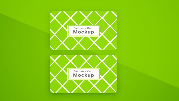 PSD green geometric business card mockup
