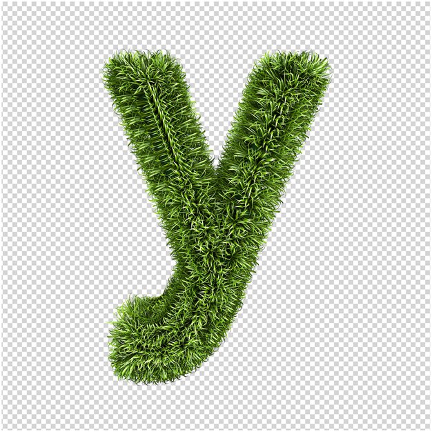 Green grass letter renderização em 3d