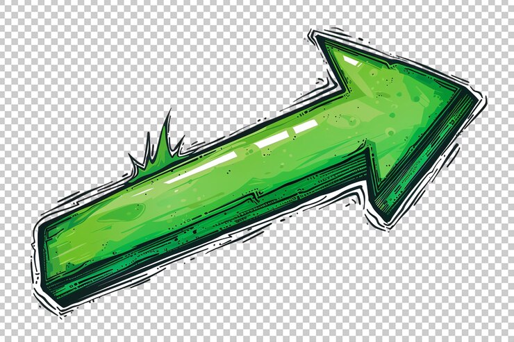 PSD green grunge comic style arrow della png