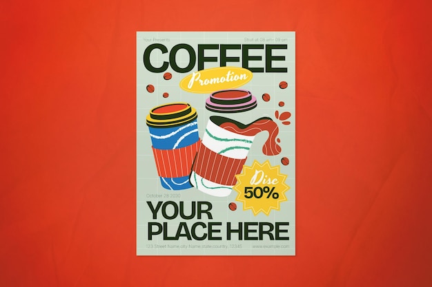 Green Hand Draw Coffee Promozione Flyer sui social media