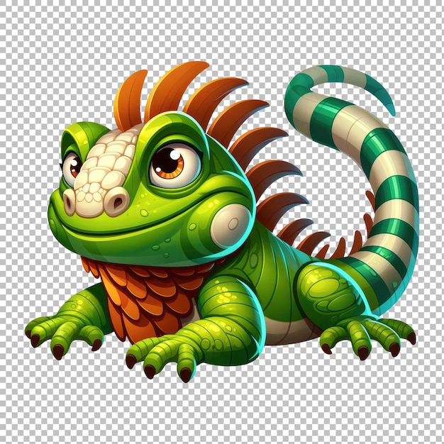 PSD green iguana cartoon clipart