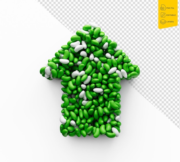 Green jellybean make up Arrow su sfondo isolato illustrazione 3d