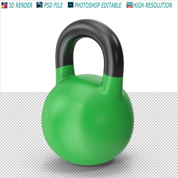 PSD green kettlebells 3d render psd. (em inglês)