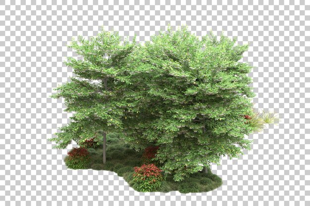 green landscape isolated on transparent background 3d rendering illustration