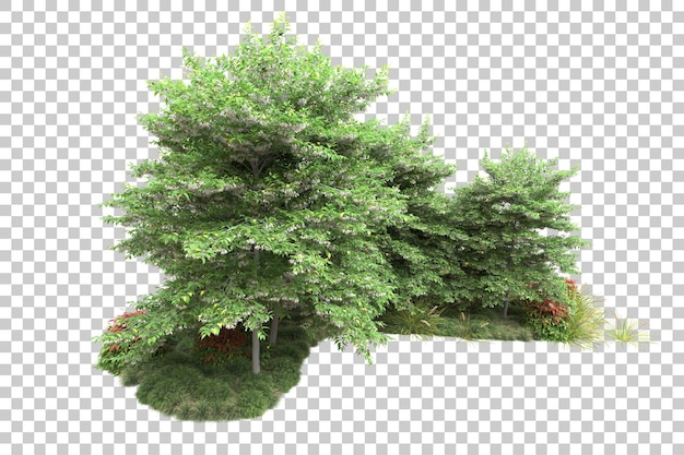 green landscape isolated on transparent background 3d rendering illustration