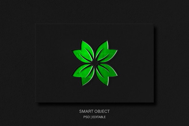 PSD green leaf logo-modell mit glanzeffekt