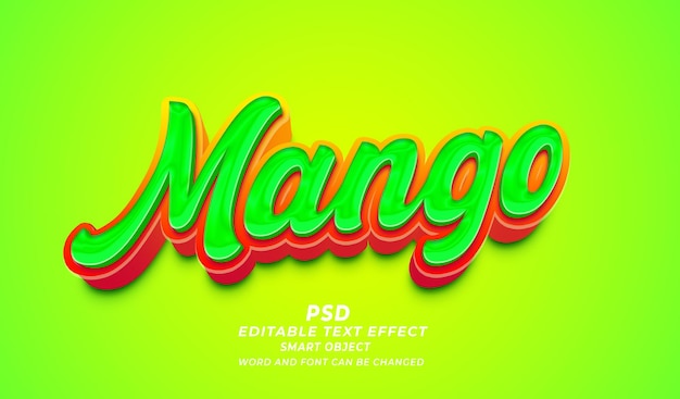Green Mango 3d Modello Photoshop per effetti di testo modificabili