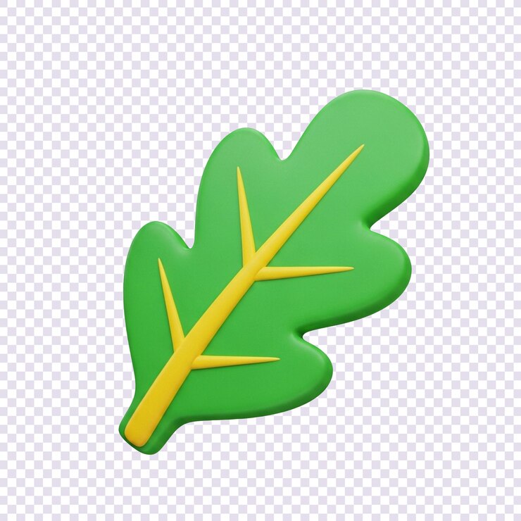 PSD green oak leaf cartoon 3d illustration