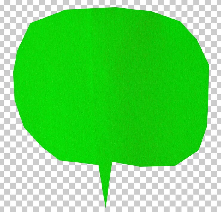 PSD green paper speech bubble design element isolated on transparent background