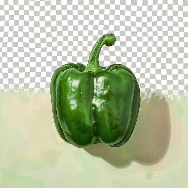 PSD a green pepper with a shadow on a checkered background