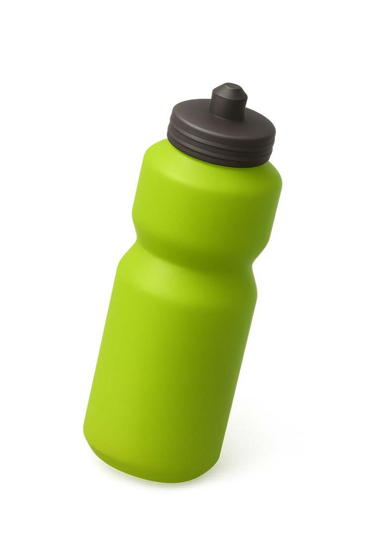 PSD green plastic water bottle isolated on white background