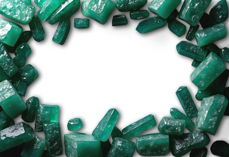 PSD green stone frame isolated