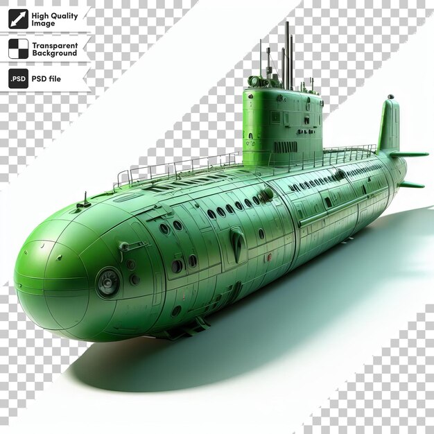 PSD a green submarine with the words  air - submarine  on the bottom