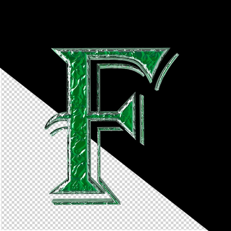PSD green symbol in a silver frame letter f