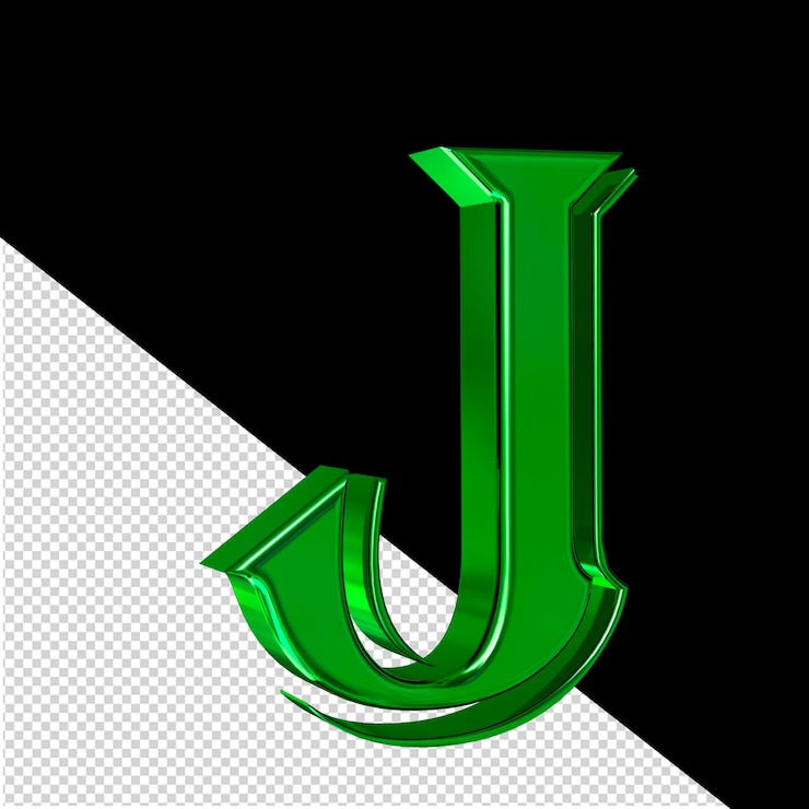 PSD green symbol view from left letter j