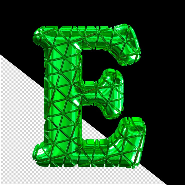 PSD green symbol with notches letter e