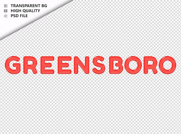 PSD greensboro-typographie rot-text glänzendes glas psd durchsichtig