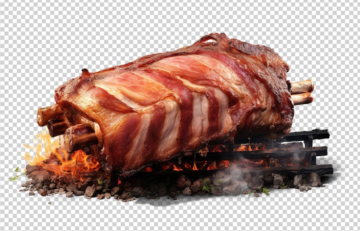 PSD grelhado de carne de porco rotação em transparente