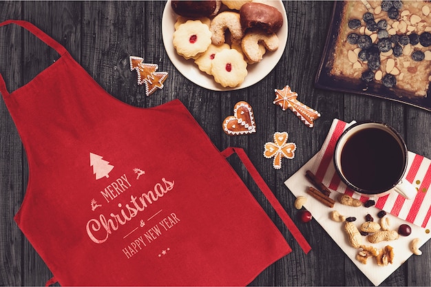 Grembiule e Natale elementi mockup