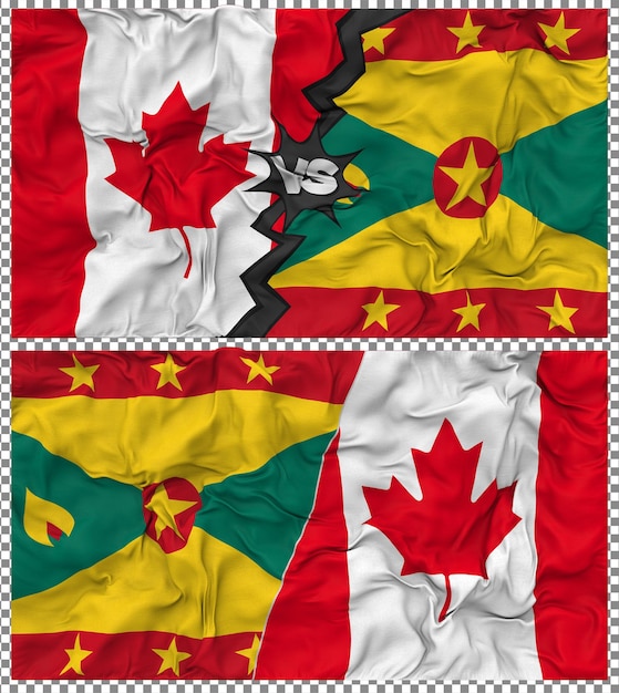 Grenada contra Canadá Media bandera combinada con textura 3D de la tela