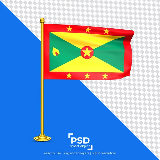 Grenada wehende flagge gesetzt isoliert auf transparentem hintergrund