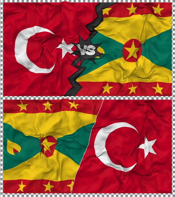 Grenade contre la Turquie Half Combined Flag Cloth Bump Texture Rendering en 3D