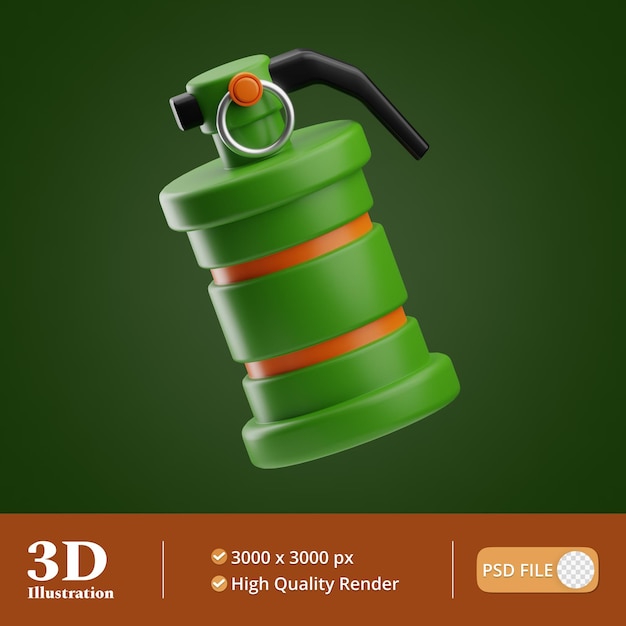 PSD grenade fumigène militaire illustration 3d