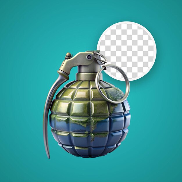 PSD une grenade à main isolée sur un fond transparent illustration de rendu 3d