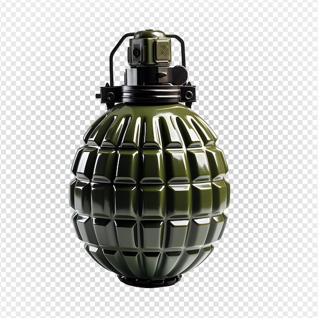 PSD grenade militaire isolée sur un fond transparent générateur ai
