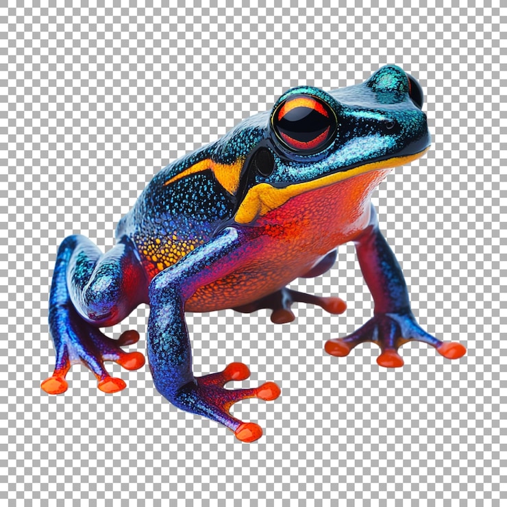PSD une grenouille d'arbre colorée sur un fond transparent